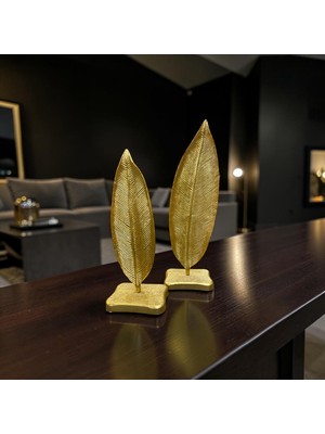 Sleep Nova Golden Leaf Dekoratif Obje Seti – Modern Yaprak Tasarımlı Lüks Masa Aksesuarı (Ikili