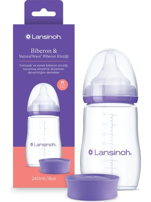 Lansinoh 240 ml Biberon & NaturalWave® Biberon Emziği (3ay+)