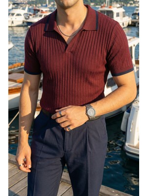 Livio Ferri Basay Premium Çizgili Triko Polo Yaka Erkek Tişört