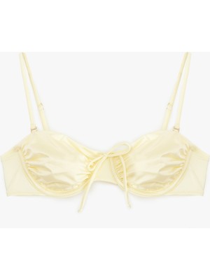 Koton Koton x Sibil Çetinkaya - Çıkarılabilir Askılı Fiyonk Detaylı Parlak Balenli Bikini Üstü