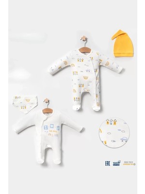 Herşey Trend Herşeytrend Araba Desenli Sarı 4'lü Erkek Bebek Tulumu