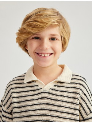 Koton Oversize Ajurlu Kısa Kollu Pamuklu Triko Polo Yaka Tişört