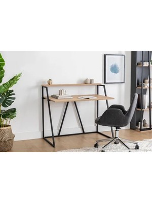 Vivense Lissa Raflı Çalışma Masası, Safir Meşe Siyah