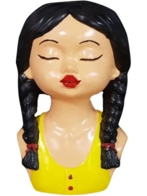 Esranın Dünyası Siyah Saçlı Örgülü Kız Saksı