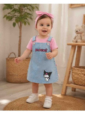 Uçurtma Baby Kids Babybuu Kuromi Desenli Kot Kız Bebek Yazlık Bayramlık Elbisesi Bahçıvan