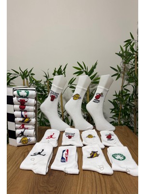 Özel Kutulu 8’li Seri Basketbol Temali Kolej Tenis Çorap