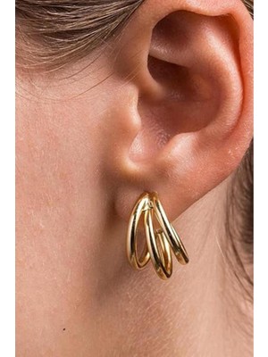 PremiumPort Şık 3 Sıra Çelik Küpe, Modern ve Zarif Takı Tasarımı