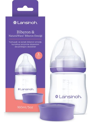 Lansinoh 160 ml Biberon & NaturalWave® Biberon Emziği (1 Ay+)