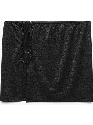 Koton Slim Fit Simli Aksesuarlı Pencere Detaylı Mini Pareo Etek