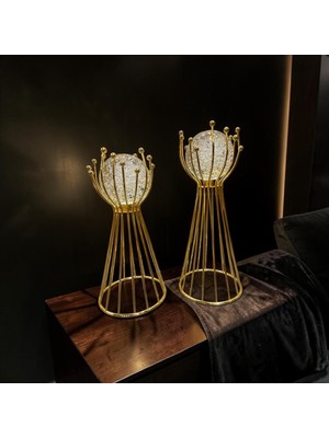 Sleep Nova Golden Orb Dekoratif Obje Seti – Cam Küre Detaylı Modern Lüks Salon Aksesuarı (Ikili)