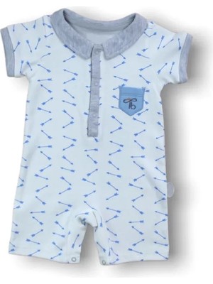 Herşey Trend Herşeytrend 6-9 9-12 12-18 Ay Galaksi Baskılı Çıtçıtlı Kısa Kollu Erkek Bebek Tulumu Gri