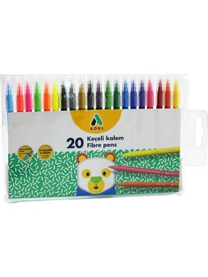 Adel 20 Renk Keçeli Kalem 2220223100 Renkli Kalem Seti Türkiye Menşeli
