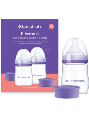 Lansinoh 2 Adet 160 ml Biberon & NaturalWave® Biberon Emziği (1 Ay+)Yumuşak Silikon Özellikli