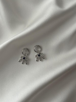 PremiumPort Parlak Gümüş Renkli Tek Taş Sallantılı Çelik Küpe, Zarif Tasarım