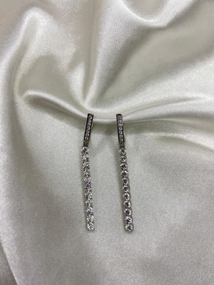 PremiumPort Şık Çelik 316L Zirkon Taşlı Sallantılı Modern Küpe