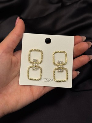 PremiumPort Şesra Çelik 14K Gold 40MM Zarif Küpe, Şık Takı Modelleri
