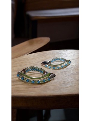 PremiumPort Asimetrik Mavi Zirkon Spor Günlük Tarz Çelik Küpe, Vip Model