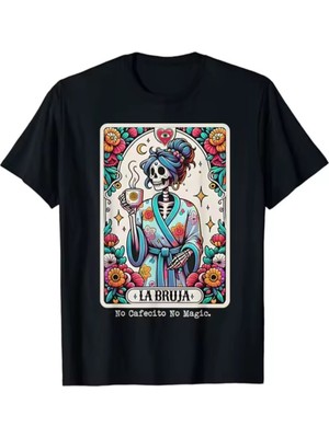 Punix Punıx Büyük Beden Özel Tasarım La Bruja Baskılı Yüksek Kalite Yazlık Kadın Battalt-Shırt