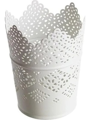 Esranın Dünyası Dekoratif Metal Şamdan, Beyaz (11 Cm)