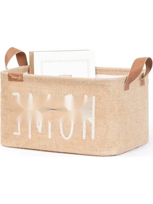 Esranın Dünyası Home Sweet Home Baskılı Jüt Sepet - 30X21X18 cm