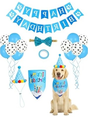 Esranın Dünyası Evcil Hayvan Doğum Günü Seti, Parti Aksesuarı, Mavi