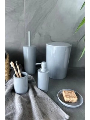 Esranın Dünyası 5 Parça Gri Banyo Seti - Sade ve Şık Tasarım