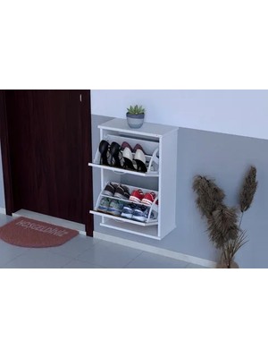 Vivense Umay Asma 52 cm 2 Düşer Kapaklı Ayakkabılık, Meşe