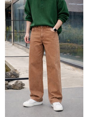Comstar Erkek %100 Pamuk Turuncu Bol Paça Baggy Pantolon