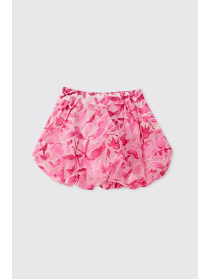 Panço Kız Bebek Desenli Pembe Balon Etek