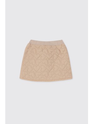 Panço Kız Bebek Kapitone Etek Bej Renk Normal Bel Diz Üstü Dokuma Kumaş