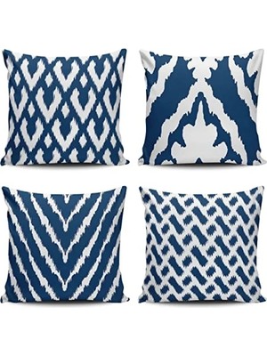 Esranın Dünyası Lacivert Renkli Modern 4'lü Dijital Baskılı Kırlent Kılıfı