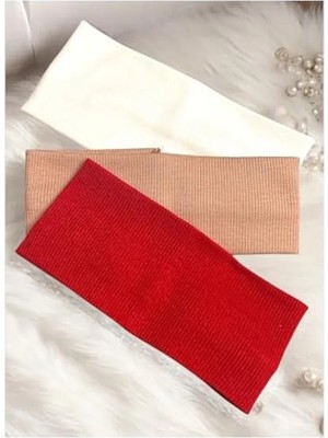 Esranın Dünyası Fitilli Saç Bandı Seti - 3 Adet (Kırmızı, Beyaz, Bej)