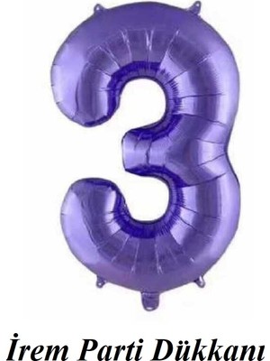 İrem Parti Dükkanı Mor Renk 3 Yaş Folyo Rakam Balon 76 cm 34 Inç