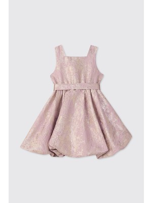 Panço Kız Çocuk Balon Pembe Parti Elbisesi