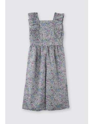 Panço Liberty Kumaş Çiçek Desenli Kız Bebek Salopet