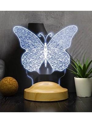 Esranın Dünyası Isimli Kelebek Desenli LED Lamba - Renkli, Taşınabilir ve Şık Hediye