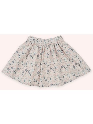 Panço Kız Çocuk Beyaz Çiçek Desenli Etek