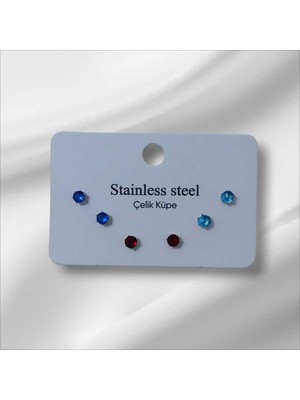 PremiumPort Zirkon Taşlı Çelik Küpe, Şık ve Dayanıklı Takı Seçeneği