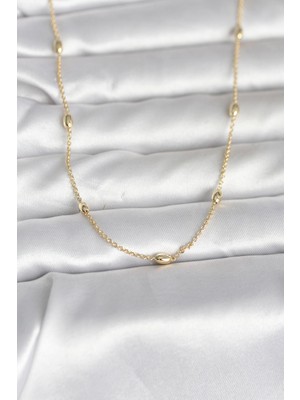 Asnazz cm 14K Gold Renk Damla Topçuk Model Zincirli 60 cm Kadın Kolye