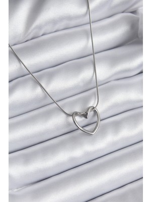 Asnazz 316L Çelik Gümüş Renk Kalp Model Kadın Kolye