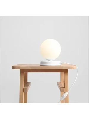 Vivense Şebnem Komodin Üstü Masa Lambası, Beyaz Camlı