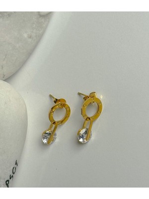 PremiumPort Şık ve Zarif Titanyum Çelik Taşlı Küpe, Güçlü ve Hafif Takım Ruhu