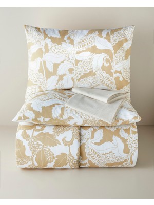 English Home Gentle Swirl Kolay Ütülenir Çarşaflı Çift Kişilik Nevresim Takımı 200x220 cm Sarı
