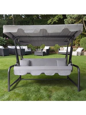 Mor Minder Süngersiz Tenteli Salıncak Kumaş Seti 3kişilik 164X47 cm Süngersiz Lüx Panama Açık  Gri