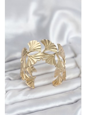 Lims Store Pirinç Gold Renk Levha Yelpaze Model Kadın Bileklik