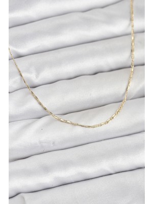 Lims Store cm 14K Gold Renk Kesme Model 60 cm Kadın Kolye