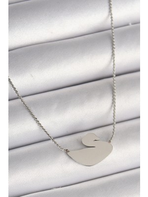 Lims Store 316L Çelik Gümüş Renk Zincir Kuğu Model Kadın Kolye