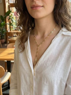 Lims Store Pirinç Gold Renk Yıldızlı Kadın Y Kolye