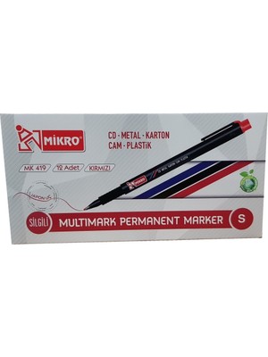 Mikro  CD DVD Kalemi Asetat Kalemi S Kırmızı 12 Li