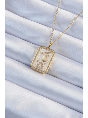 Lims Store 316L Çelik Zincir Altın Renk Zirkon Taşlı Çerçeveli Tarot Kolye